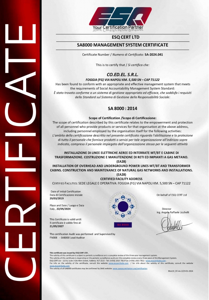  - CO.ED.EL. SRL